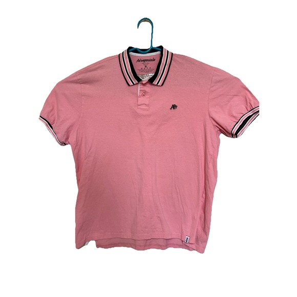 Aeropostale Shirt‎ Mens XL Pink  Polo Short Sleeve Logo A87 100% Cotton - Picture 2 of 7